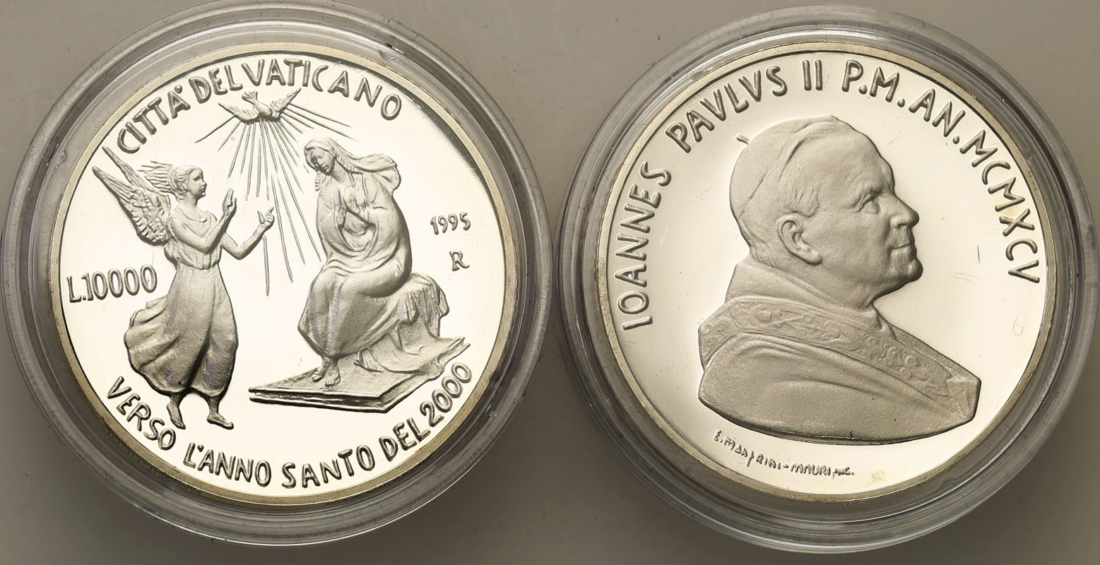 Watykan. 10.000 Lire 1995 - Jan Paweł II, zestaw 2 monet